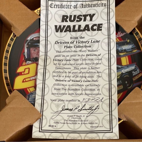 Vintage Rusty Wallace from the Drivers of Victory Lane Plate Collection - Picture 4 of 10